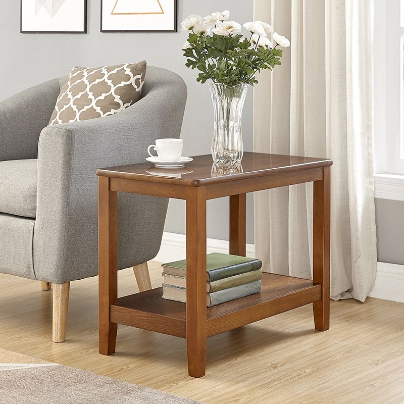 Tavolo laterale rettangolare tradizionale tavolo da estremità in legno a doppio livello per soggiorno