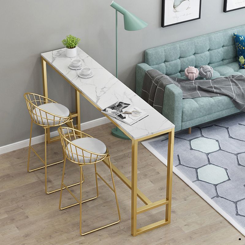 Glam Style 1/2/3 Pieces Bar Table Set Rectangle Bar Table with Metal High Stools for Home Clearhalo 'Bar Furniture' 'furn' 'furn_home_bar_bar_sets' 'Furniture' 'Home Bars & Bar Sets' 'home_bar_bar_sets' 'Kitchen & Dining Furniture' 1200x1200_334f1b67-a7fb-4ea0-bc10-75df9a5c01ee