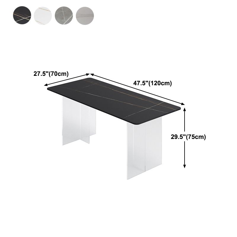 Modern Style Dining Table Rectangle Sintered Stone Dining Table with Acrylic Base Clearhalo ' dining_table' 'Dining Tables & Seating' 'Dining Tables' 'furn' 'furn_dining_table' 'Furniture' 'furniture_dining_table' 'Kitchen & Dining Furniture' 'kitchen&dining_furn' 'kitchen' 'kitchen_dining_table' 1200x1200_334f3ed7-9402-4098-9d32-1be1c211e9d7