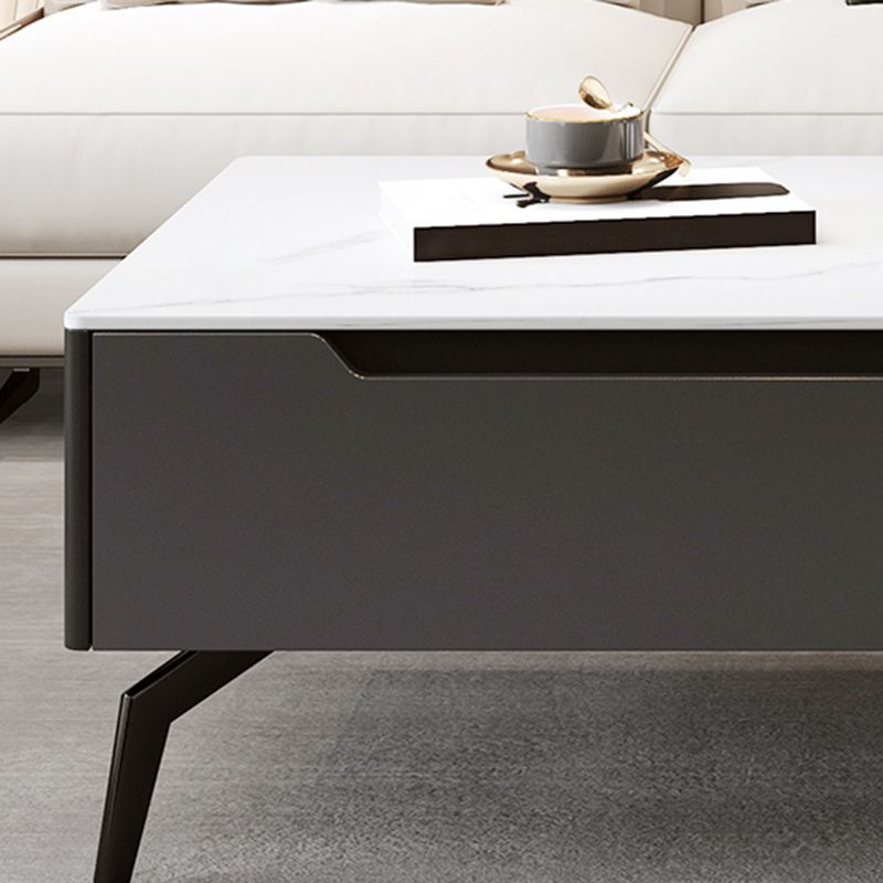 Rectangular Slate Top Coffee Table with 4 Drawers Metal 4 Legs Cocktail Table Clearhalo 'Coffee & Accent Tables' 'Coffee Tables' 'coffee_tables' 'furn' 'furn_coffee_tables' 'Furniture' 'furniture_coffee_tables' 'Living Room Furniture' 1200x1200_334f9bed-165b-439b-bfaa-7be72f844587