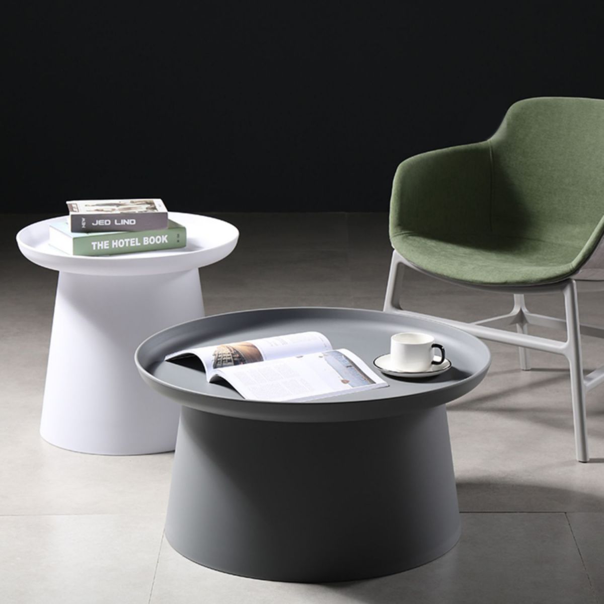 Scandinavian Round Tray Top Side End Table Plastic Pedestal End Table Clearhalo 'Coffee & Accent Tables' 'End & Side Tables' 'end_side_tables' 'furn' 'furn_end_side_tables' 'Furniture' 'Living Room Furniture' 1200x1200_3350597e-8c98-4371-a86e-83f119ee10cd