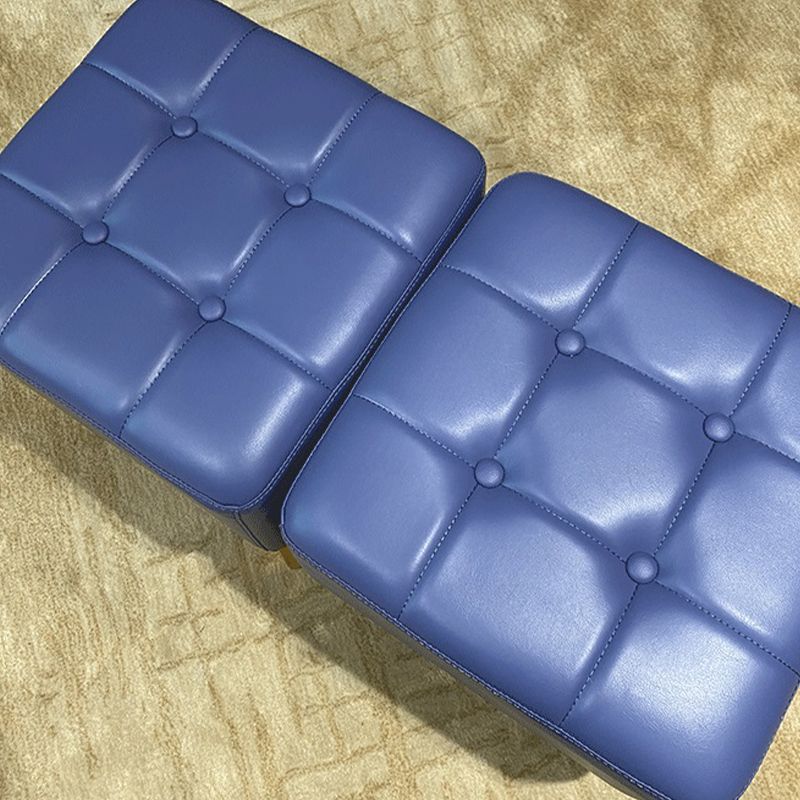 Mid-Century Modern Pouf Ottoman Genuine Leather Solid Color Tufted Square Ottoman Clearhalo 'furn' 'furn_ottomans_poufs' 'Furniture' 'Living Room Furniture' 'Ottomans & Poufs' 'ottomans_poufs' 1200x1200_3350a464-a5e1-4b56-a8d7-e24b9de266fa