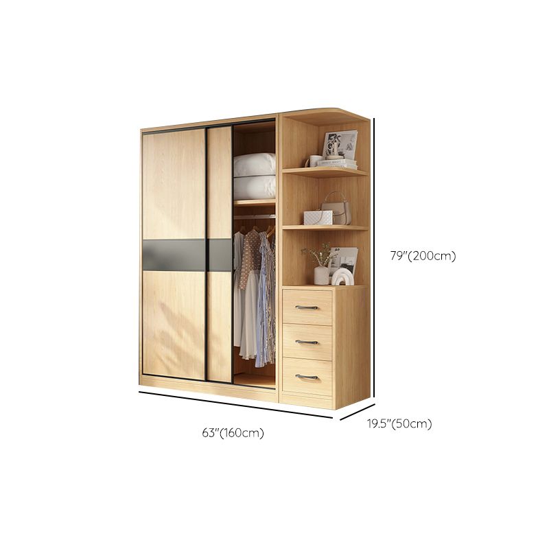 Modern Pine Solid Wood Wardrobe Freestanding Wardrobe with Soft Close Doors Clearhalo 'Armoires & Wardrobes' 'armoires_wardrobes' 'Bedroom Furniture' 'furn' 'furn_armoires_wardrobes' 'Furniture' 1200x1200_33511108-4a06-4959-9888-d4c68409ae7b