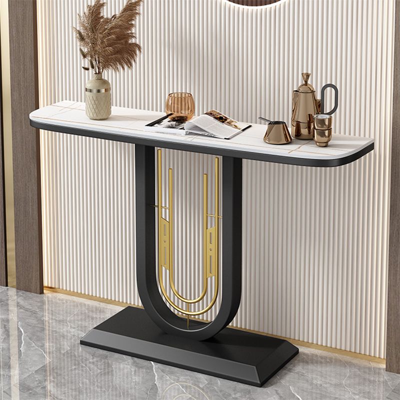 Glam Console Table Half Moon Antique Finish Console Sofa Table Clearhalo 'Console Tables' 'console_tables' 'Entry & Mudroom Furniture' 'furn' 'furn_console_tables' 'Furniture' 1200x1200_33517733-a09b-498d-8fba-72bd05fc0ecf