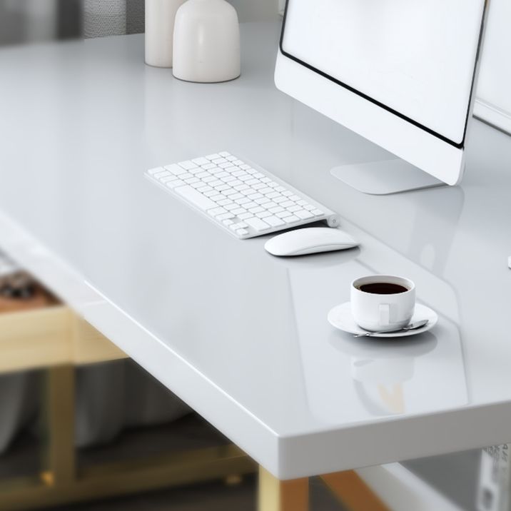 Glam Solid Wood Office Desk 29.53 "Tall Rectangular Writing Desk