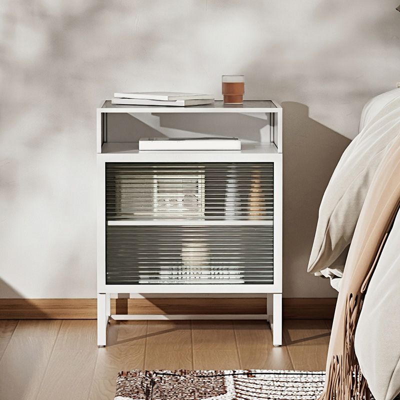 Modern Lower Shelf Night Stand Glass Bedside Cabinet for Bedroom Clearhalo 'Bedroom Furniture' 'furn' 'furn_night_stand' 'Furniture' 'night_stand' 'Nightstands' 1200x1200_3353ea2b-d3c4-49dd-af50-198a697fc1e8