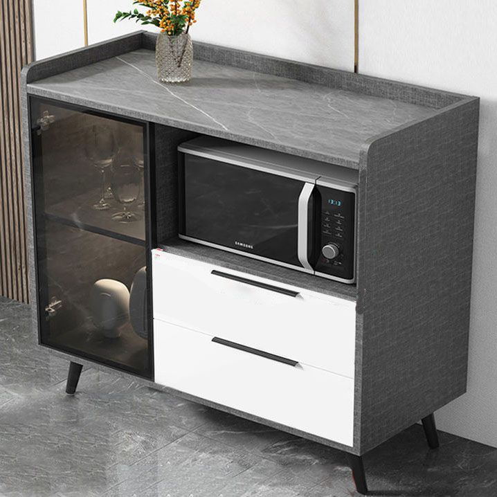 Sideboard di vetro in pietra moderna Sidebore di vetro con 2-cassetti