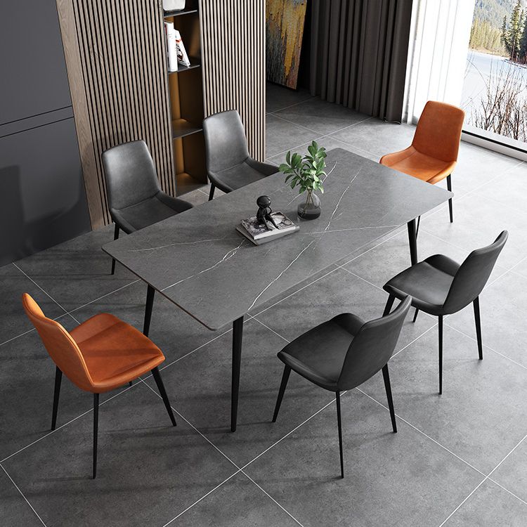 Stone Top Table 4 Legs Rectangle Dining Table for Home Kitchen Dinner Clearhalo 'Dining Tables & Seating' 'Dining Tables' 'dining_table' 'furn' 'furn_dining_table' 'Furniture' 'Kitchen & Dining Furniture' 1200x1200_3354abe6-e048-495c-a2e3-eded6744e305