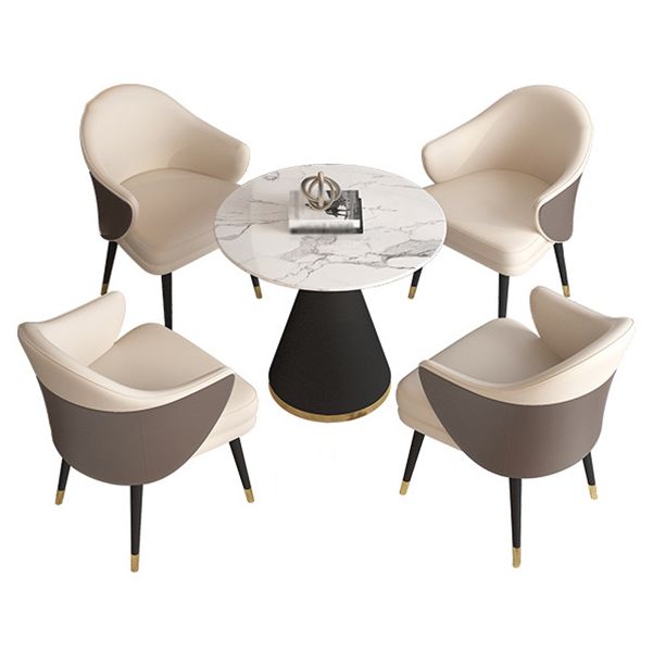Glam 1/2/5 Pieces Dining Set Round Shape Sintered Stone Dining Table Set Clearhalo 'Dining Room Sets' 'Dining Tables & Seating' 'dining_room_set' 'furn' 'furn_dining_room_set' 'Furniture' 'furniture_dining_room_set' 'Kitchen & Dining Furniture' 1200x1200_3354af9d-3201-485f-8ddd-08f60e248b89