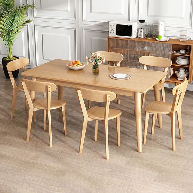 Simple Style Dining Table Rubberwood Solid Wood with 4 Legs Base Table in Wood Color Clearhalo ' dining_table' 'Dining Tables & Seating' 'Dining Tables' 'Furniture' 'furniture_dining_table' 'Kitchen & Dining Furniture' 'kitchen&dining_furn' 'kitchen' 'kitchen_dining_table' 1200x1200_3356e482-3356-4114-b3b7-6e7afaa6fa01