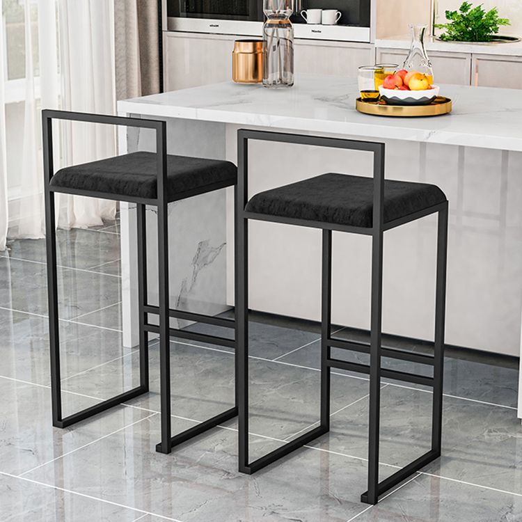 Modern Backrest Armless Counter Stool Iron Kitchen Bar Stool with Velvet Cushion and Pedal Clearhalo 'Bar Furniture' 'Bar Stools' 'bar_stools' 'furn' 'furn_bar_stools' 'Furniture' 'furniture_bar_stools' 'Kitchen & Dining Furniture' 1200x1200_3356e7aa-fa4a-4715-98d6-d0500ae55ec3