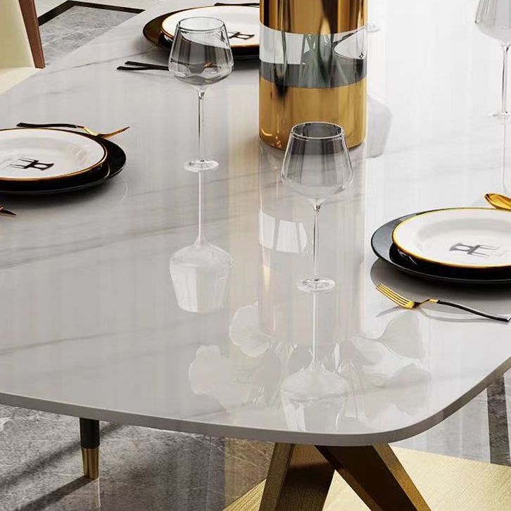 Metal Traditional Luxury Rectangle Dining Table Sintered Stone Top Indoor Table with Pedestal Base Clearhalo ' dining_table' 'Dining Tables & Seating' 'Dining Tables' 'furn' 'furn_dining_table' 'Furniture' 'furniture_dining_table' 'Kitchen & Dining Furniture' 'kitchen&dining_furn' 'kitchen' 'kitchen_dining_table' 1200x1200_3357cde4-40a5-4768-8f03-32a194373c02