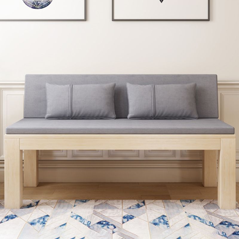 Modern 2/3-seater Settee Fabric Armless Settee with Wood Accents