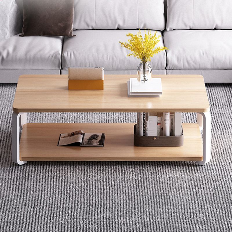 Nordic Rectangular Accent Table 18"H Coffee Table in White/Natural Finish Clearhalo 'Coffee & Accent Tables' 'Coffee Tables' 'coffee_tables' 'furn' 'furn_coffee_tables' 'Furniture' 'furniture_coffee_tables' 'Living Room Furniture' 1200x1200_3358115a-71ce-41df-a24c-f3e0eb360389