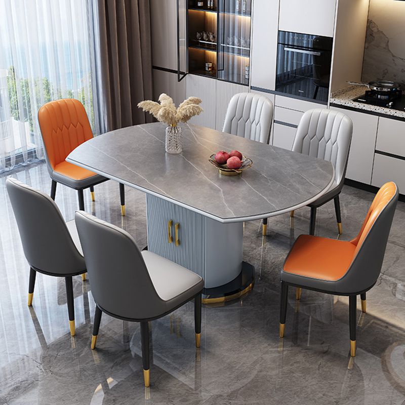 Glam Round Pedestal Dining Table Home Sintered Stone Drop-Leaf Table with Drawers Clearhalo 'Dining Tables & Seating' 'Dining Tables' 'dining_table' 'furn' 'furn_dining_table' 'Furniture' 'furniture_dining_table' 'Kitchen & Dining Furniture' 'kitchen' 'kitchen_dining_table' 1200x1200_335cd4ae-c273-4014-9dde-e930c6b4c79a