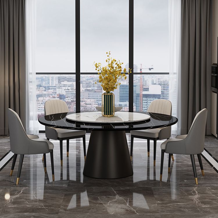 Round Dinette Table Modern Style Pedestal Dining Site Table with Turntable Clearhalo ' dining_table' 'Dining Tables & Seating' 'Dining Tables' 'furn' 'furn_dining_table' 'Furniture' 'furniture_dining_table' 'Kitchen & Dining Furniture' 'kitchen&dining_furn' 'kitchen' 'kitchen_dining_table' 1200x1200_335ee69a-f8da-4156-a62a-99288a1079be