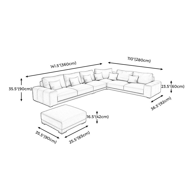 Contemporary Right Hand Facing Sectional Faux Leather Corner Sofa with Ottoman Clearhalo 'furn' 'furn_sectionals' 'Furniture' 'furniture_sectionals' 'Living Room Furniture' 'Sectionals' 1200x1200_335f1b94-a433-4b69-9008-61a61174ad6b