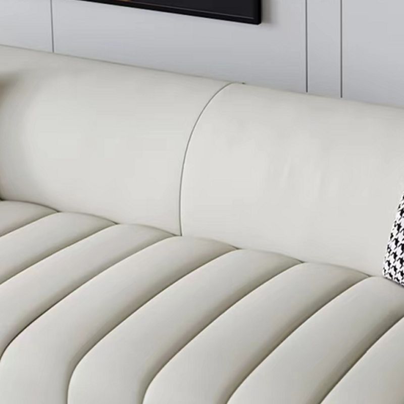 Echte lederen hellende armbank Moderne beige bank met kussens