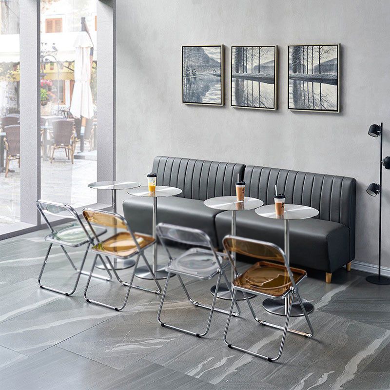 Voetstuk ronde zilveren salontafel voor woonkamer roestvrijstalen cocktailtafel