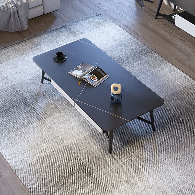 16.5" Tall Modern Ironcraft 4 Legs Slate Black/White Rectangular Top Coffee Table Clearhalo 'Coffee & Accent Tables' 'Coffee Tables' 'coffee_tables' 'Furniture' 'furniture_coffee_tables' 'Living Room Furniture' 1200x1200_33618eb3-aa75-4932-8f9e-78e6262d1e0d