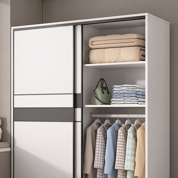 Armario de madera de ingeniería Armario de armario blanco con puertas cerradas suaves