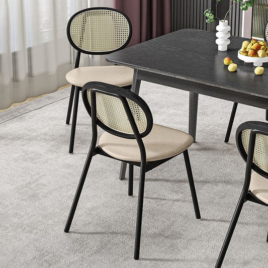 Glam Style Dining Chair Upholstered Cane Back Chair for Dining Room Clearhalo 'Dining Chairs' 'Dining Tables & Seating' 'dining_chair' 'furn' 'furn_dining_chair' 'Furniture' 'furniture_dining_chair' 'Kitchen & Dining Furniture' 1200x1200_33653083-e5f2-40b3-9c59-1fbe1d049f18