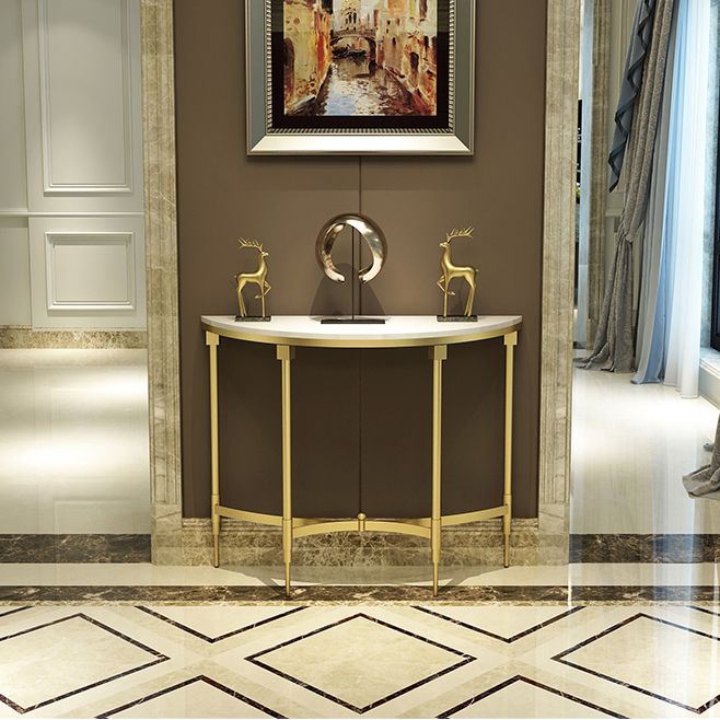 Glam Marble Accent Table Half Moon Sofa Console Table for Hall
