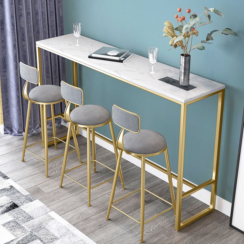 Glam Style Marble Bar Dining Table Rectangle Bar Table in White Clearhalo 'Bar Furniture' 'Bar Tables' 'bar_tables' 'furn' 'furn_bar_tables' 'Furniture' 'Kitchen & Dining Furniture' 1200x1200_33698107-a18f-4110-a7eb-b5a4219a991e
