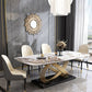 Set da pranzo da 1/5/7 PC con tavolo da dinette in pietra bianca lucida e sedie imbottite