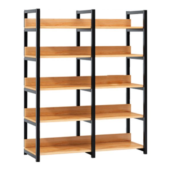 Contemporary Steel Frame Bookcase Wood Open Back Bookcase for Home Office