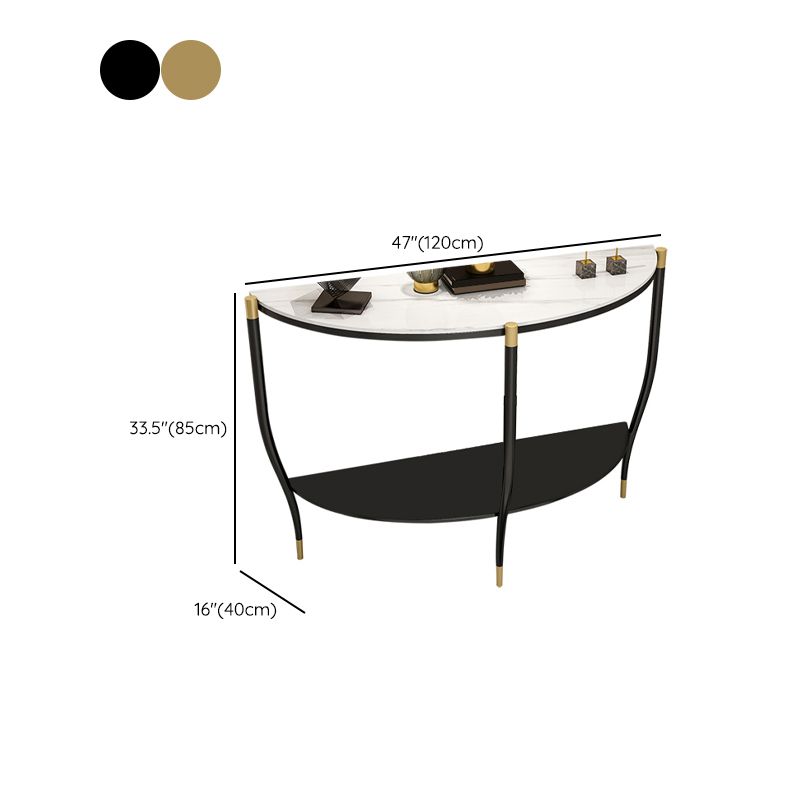 Glam Half Moon Accent Table Iron Sofa Console Table for Hall