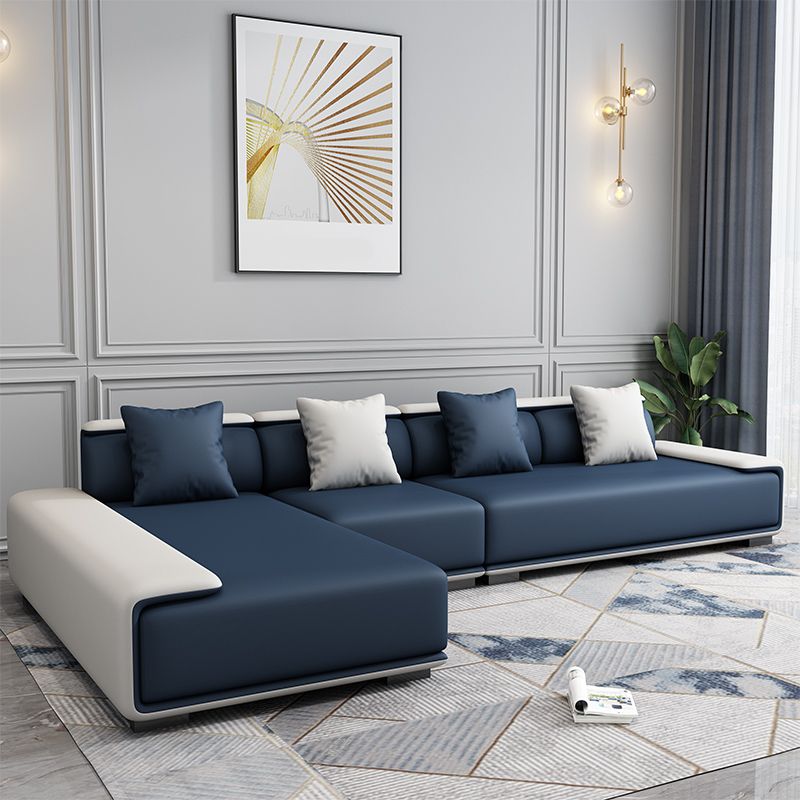 Contemporary Modular L-Shape Sectional with Pillowed Back Cushions Clearhalo 'furn' 'furn_sectionals' 'Furniture' 'furniture_sectionals' 'kitchen' 'kitchen_sectionals' 'Living Room Furniture' 'Sectionals' 1200x1200_336d7bc3-baa9-43ff-a0ed-524dfac97ebb