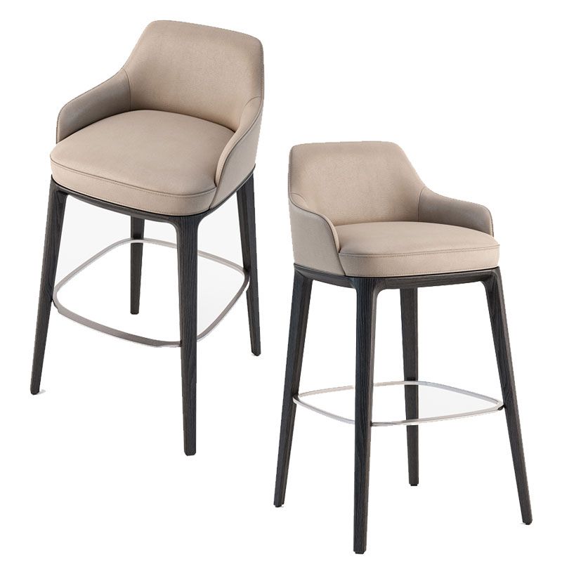 Faux Leather Upholstered Arm Bar Stool with Solid Wood Legs for Home Clearhalo 'Bar Furniture' 'Bar Stools' 'bar_stools' 'furn' 'furn_bar_stools' 'Furniture' 'Kitchen & Dining Furniture' 1200x1200_336faa26-40b2-4e4c-9f0f-452560c6c604
