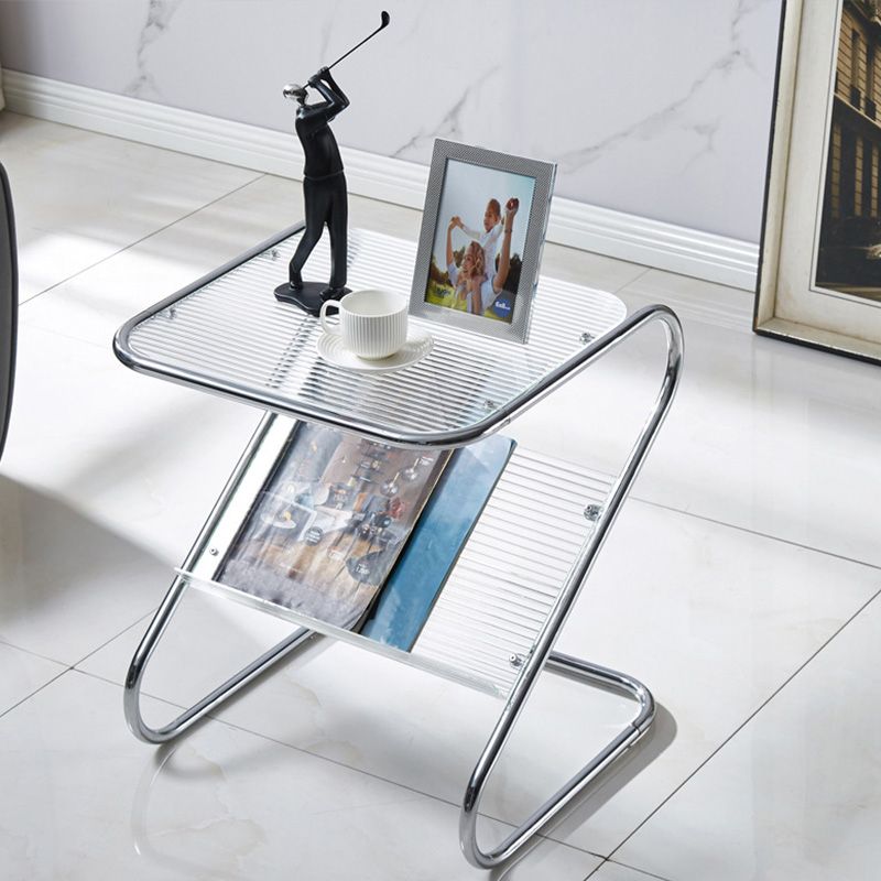 Mesa auxiliar con mesa rectangular de vidrio de almacenamiento rectangular modernista