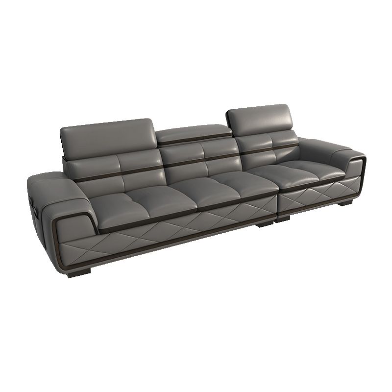 Modern Sofa Bed Leather Upholstered Grey Latex/sponge Upholstered Solid Wood Frame Sofa