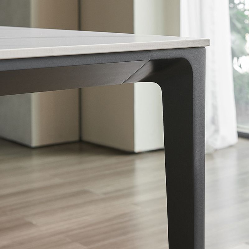 Modern Stone Top Rectangle Dinette Table Metal Base Dining Table in White Clearhalo 'Dining Tables & Seating' 'Dining Tables' 'dining_table' 'furn' 'furn_dining_table' 'Furniture' 'furniture_dining_table' 'Kitchen & Dining Furniture' 'kitchen' 'kitchen_dining_table' 1200x1200_33705ff8-021e-4d48-9a74-c3dacc4f516c