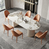 二重の台座付きの伝統的な高級ダイニングテーブルストーンダイニングテーブル