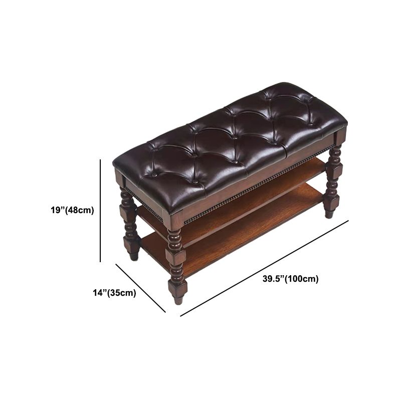 Rectangle 18.9"H Brown Entryway Bench Traditional Upholstered Seating Bench with Storage Clearhalo 'Benches' 'Chairs & Seating' 'furn' 'furn_benches' 'Furniture' 'Living Room Furniture' 1200x1200_3370f4ca-d5d5-46c7-ba27-e84f81b87c9c