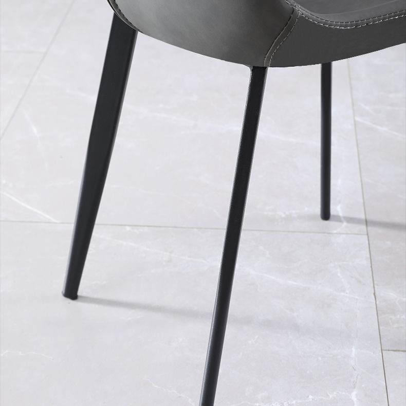 Silla lateral de cuero de casa contemporánea silla de comedor sólido de acabado mate