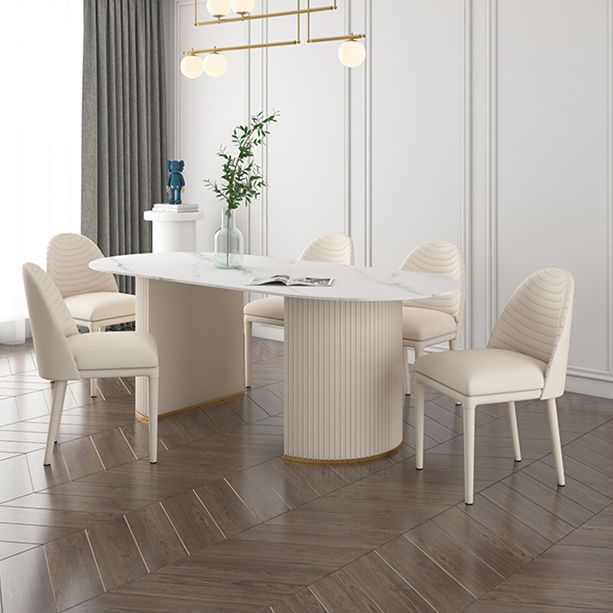 Modern Sintered Stone Dining Table Oval Dinner Room Kitchen Table Clearhalo 'Dining Tables & Seating' 'Dining Tables' 'dining_table' 'furn' 'furn_dining_table' 'Furniture' 'furniture_dining_table' 'Kitchen & Dining Furniture' 'kitchen' 'kitchen_dining_table' 1200x1200_3372f47a-f72a-4519-9a48-1c20a001ef35