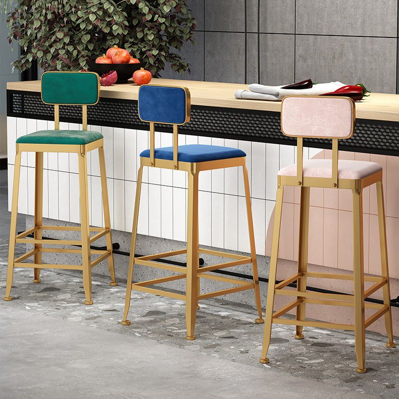 Glam Low Back Living Room Stool Matte Finish Velvet Counter Stool Clearhalo 'Bar Furniture' 'Bar Stools' 'bar_stools' 'furn' 'furn_bar_stools' 'Furniture' 'furniture_bar_stools' 'Kitchen & Dining Furniture' 1200x1200_33730790-b775-48a6-8813-3f18da5db83e