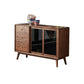 Espresso Walnut Wood Sideboard Modern Glass Door with 3 Drawers Clearhalo 'buffet_sideboard' 'Buffets & Sideboards' 'furn' 'furn_buffet_sideboard' 'Furniture' 'Kitchen & Dining Furniture' 1200x1200_33746cb3-3cd1-406d-88f1-01ad08c8d67d