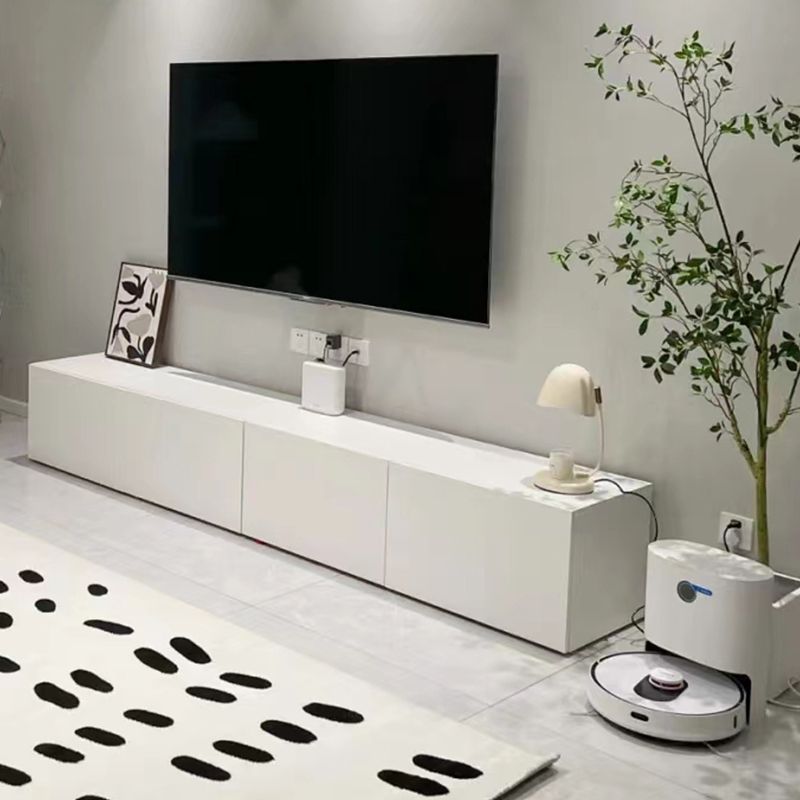Modern White TV Console Contemporary TV Stand with Drawers for Living Room