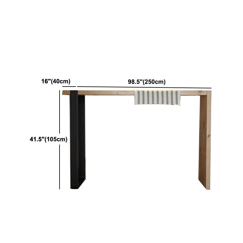 Living Room Rectangle Wood Top Counter Table Wood and Metal Pedestal Modern Bar Table Clearhalo 'Bar Furniture' 'Bar Tables' 'bar_tables' 'furn' 'furn_bar_tables' 'Furniture' 'furniture_bar_tables' 'Kitchen & Dining Furniture' 1200x1200_3376dc34-181e-4f99-bb46-2e4db2a44851