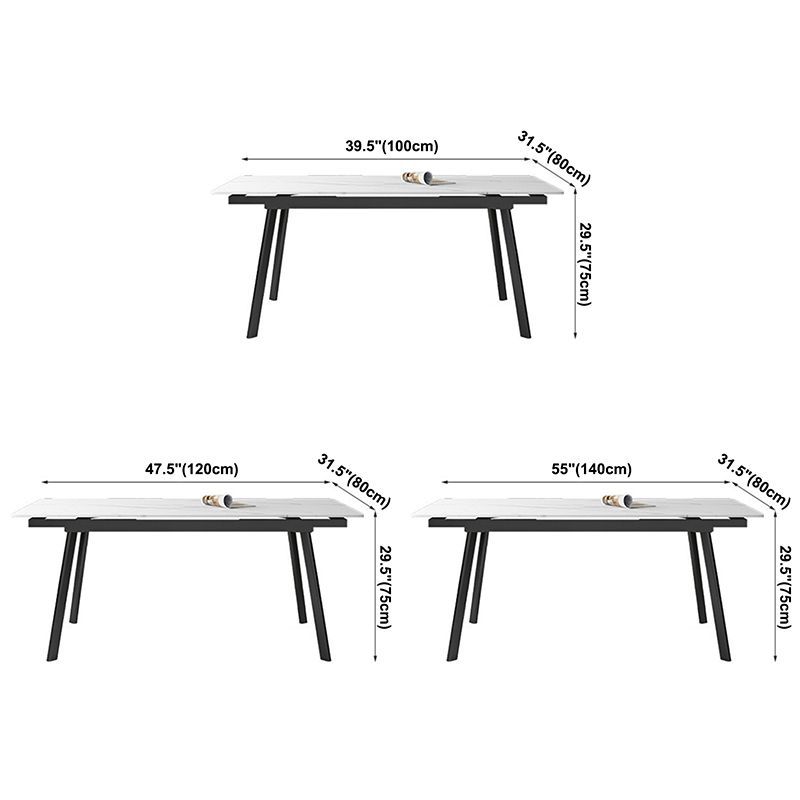 Sintered Stone Modern Dining Table Rectangle Extendable Table with 4 Legs Clearhalo ' dining_table' 'Dining Tables & Seating' 'Dining Tables' 'Furniture' 'furniture_dining_table' 'Kitchen & Dining Furniture' 'kitchen&dining_furn' 'kitchen' 'kitchen_dining_table' 1200x1200_3377589c-c3a5-433f-88a9-04918f920861