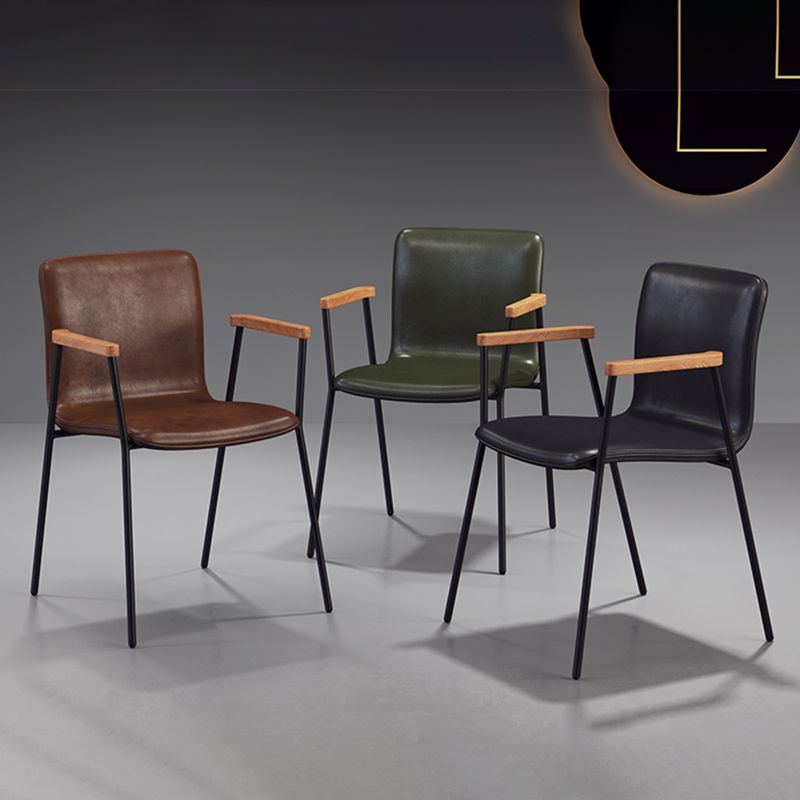 Industrial Faux Leather Dining Chairs Indoor-Outdoor Arm Chair Clearhalo 'Dining Chairs' 'Dining Tables & Seating' 'dining_chair' 'furn' 'furn_dining_chair' 'Furniture' 'Kitchen & Dining Furniture' 1200x1200_3378e0dc-4eae-491e-b480-6f81d4119662