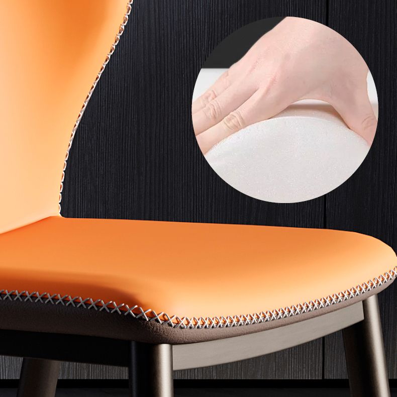 Contemporary Style Metal Dining Chair Dining Wingback Armless Side Chair for Kitchen Clearhalo ' kitchen&dining_furn' 'Dining Chairs' 'Dining Tables & Seating' 'dining_chair' 'furn' 'furn_dining_chair' 'Furniture' 'furniture_dining_chair' 'Kitchen & Dining Furniture' 'kitchen' 1200x1200_33797199-2501-46d7-8557-919477555a05