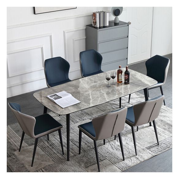 Sintered Stone Dining Table Simplicity Style 4 Legs Carbon Steel Base Rectangle Table for Home Clearhalo ' dining_table' 'Dining Tables & Seating' 'Dining Tables' 'furn' 'furn_dining_table' 'Furniture' 'furniture_dining_table' 'Kitchen & Dining Furniture' 'kitchen&dining_furn' 'kitchen' 'kitchen_dining_table' 1200x1200_337ac3f7-77f0-4af9-b195-ffbd2dbe8972