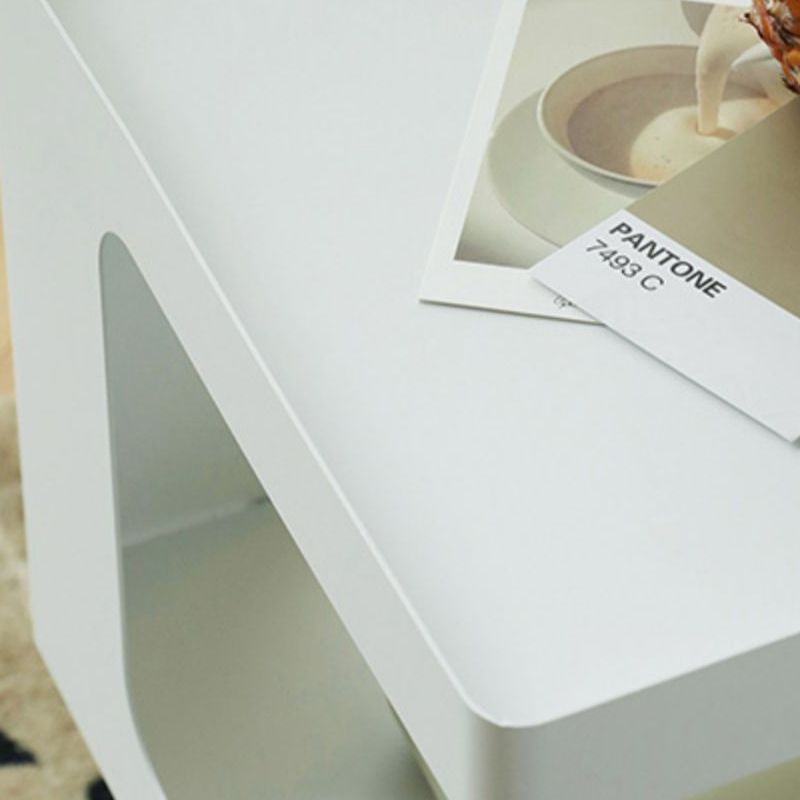 Tray Top Accent Side Table Metal Abstract Base End Table with Shelves