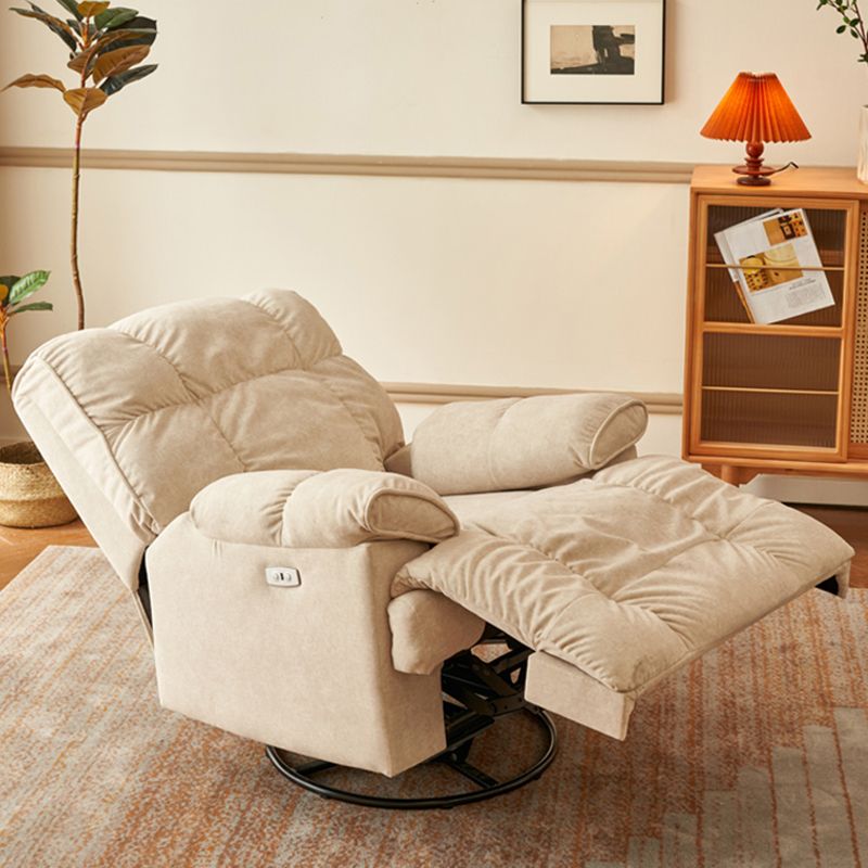 Microsuede Swiveling Recliner Chair Modern Pillow Top Arm Recliners with USB Cord Clearhalo 'Chairs & Seating' 'furn' 'furn_recliners' 'Furniture' 'Living Room Furniture' 'Recliners' 1200x1200_337c4a35-3e4a-4eae-80f9-a9a738690ed0